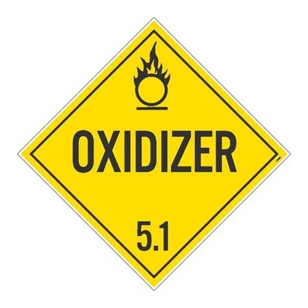 Oxidizer 5.1 Dot Placard Sign, Pk10, Material: Adhesive Backed Vinyl